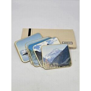 VINTAGE 1980S PHOTOGRAPHIC CORK COASTERS SET OF 6 SOUTH ISLAND NEW ZEALAND JASON